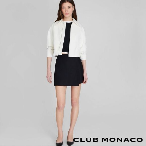 Club Monaco **NWT** Textured Collared Cropped Jacket Cream / Ivory / White - Picture 2 of 6